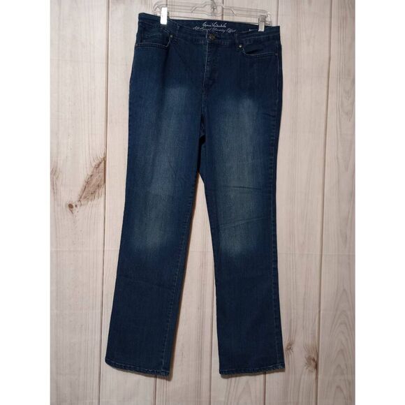 Gloria Vanderbilt Jeans Ladies 14 Straight Leg Dark Wash Slimming Effect - Picture 1 of 8